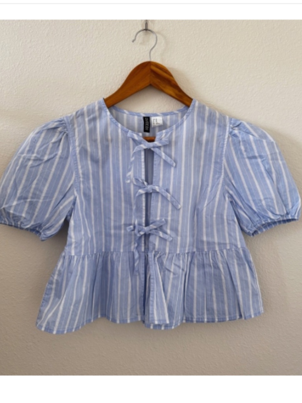 Women's H&M Divided Tie-front Blue/ White